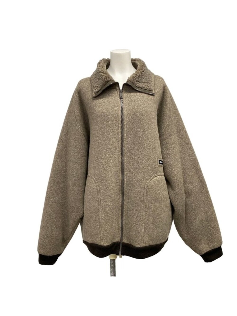 Miu Miu Jacket Cotton Fleece Zipper Greige Long Sleeve
